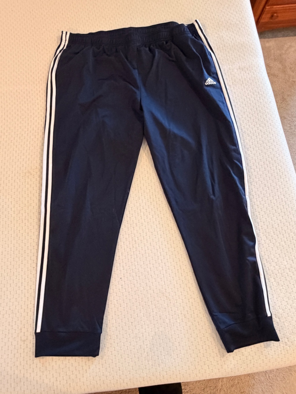 NWOT adidas Women’s Plus Size 3x tall Blue Track Pants with White Stripes